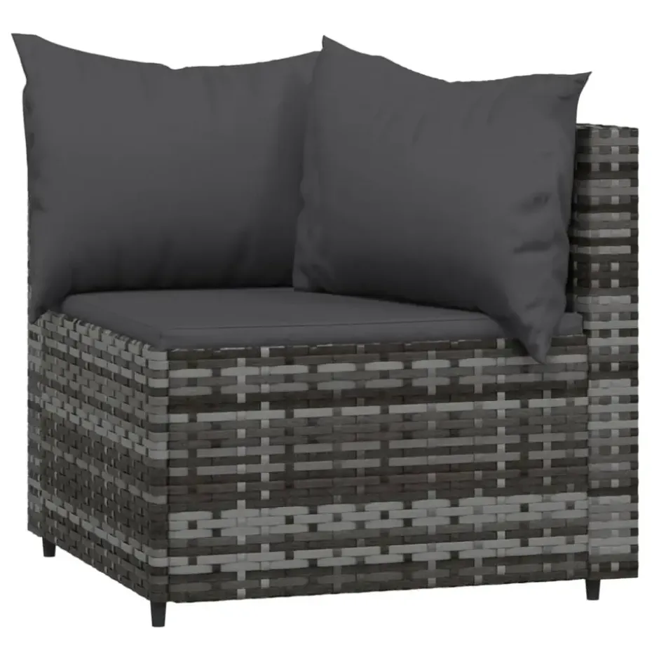 vidaXL - Loungeset - Grijs - Poly rattan - 3 stuks - Met kussens