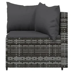vidaXL - Loungeset - Grijs - Poly rattan - 3 stuks - Met kussens