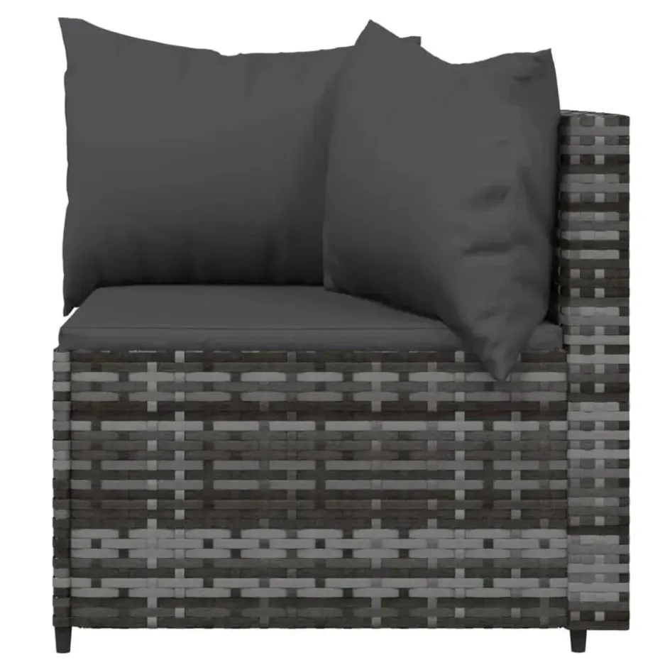 vidaXL - Loungeset - Grijs - Poly rattan - 3 stuks - Met kussens