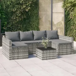vidaXL - Loungeset - Grijs - Poly rattan - 2 stuks -Met kussens