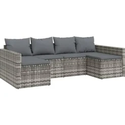 vidaXL - Loungeset - Grijs - Poly rattan - 2 stuks -Met kussens