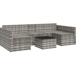 vidaXL - Loungeset - Grijs - Poly rattan - 2 stuks -Met kussens