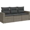 vidaXL - Loungeset - Grijs - Poly rattan - 3 stuks - Met kussens