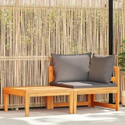 vidaXL - Loungeset - Grijs - Acaciahout - 2 stuks - Met kussens