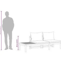 vidaXL - Loungeset - Grijs - Acaciahout - 2 stuks - Met kussens