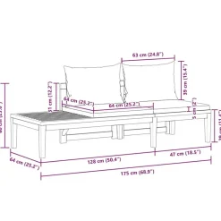 vidaXL - Loungeset - Grijs - Acaciahout - 2 stuks - Met kussens