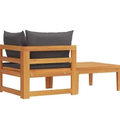 vidaXL - Loungeset - Grijs - Acaciahout - 2 stuks - Met kussens