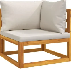 vidaXL - Loungeset - Lichtgrijze - Acaciahout - 9 stuks - Met kussens