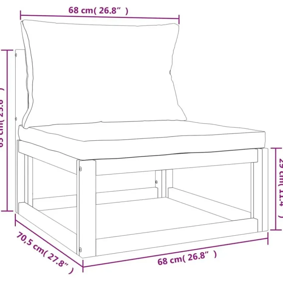 vidaXL - Loungeset - Lichtgrijze - Acaciahout - 9 stuks - Met kussens