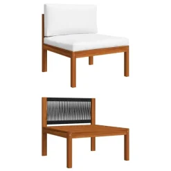 vidaXL - Loungeset - Wit - Acaciahout - 5 stuks- Met kussens