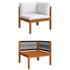 vidaXL - Loungeset - Wit - Acaciahout - 5 stuks- Met kussens