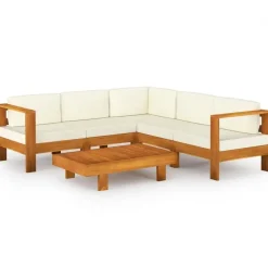 vidaXL - Loungeset - Wit - Acaciahout - 6 stuks - Met kussens - 100x60 cm