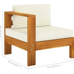 vidaXL - Loungeset - Wit - Acaciahout - 6 stuks - Met kussens - 100x60 cm