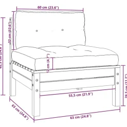 vidaXL - Loungeset - Wit - Grenenhout - 3 stuks - Met kussens