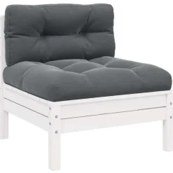 vidaXL - Loungeset - Wit - Grenenhout - 3 stuks - Met kussens