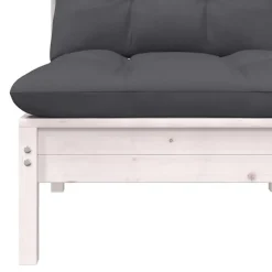 vidaXL - Loungeset - Wit - Grenenhout - 3 stuks - Met kussens