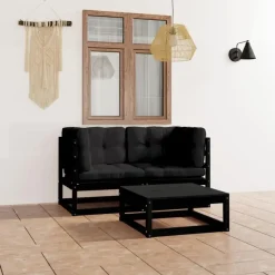 vidaXL - Loungeset - Zwart - Grenenhout