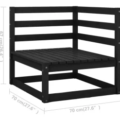 vidaXL - Loungeset - Zwart - Grenenhout
