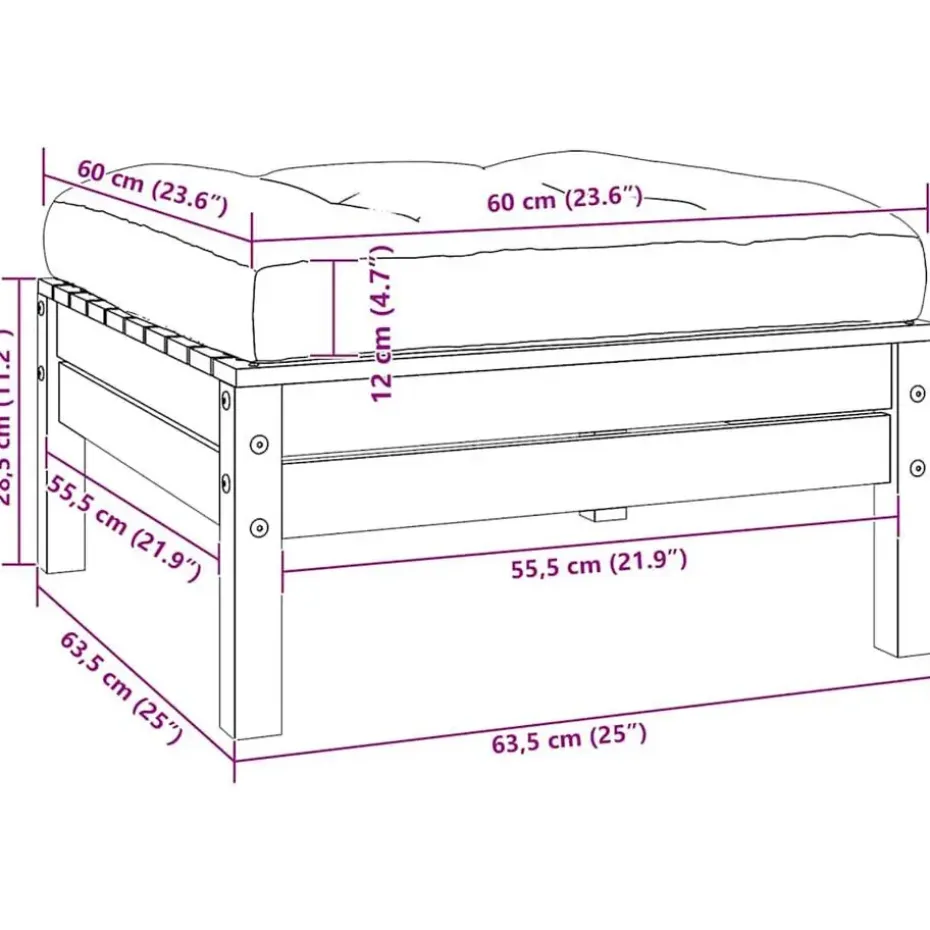 vidaXL - Loungeset - Zwart - Grenenhout - 3 stuks - Met kussens