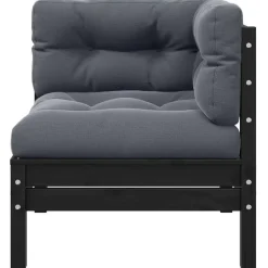 vidaXL - Loungeset - Zwart - Grenenhout - 3 stuks - Met kussens