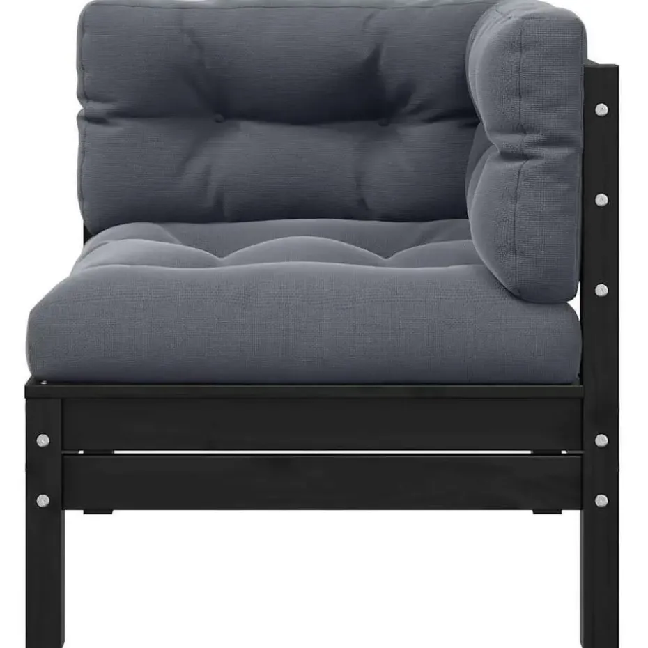 vidaXL - Loungeset - Zwart - Grenenhout - 3 stuks - Met kussens