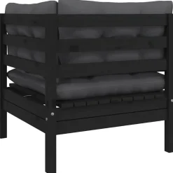 vidaXL - Loungeset - Zwart - Grenenhout - 3 stuks - Met kussens