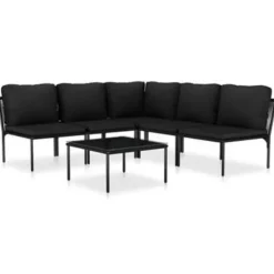 vidaXL - Loungeset - Zwart - PVC