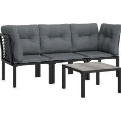 vidaXL - Loungeset - Zwart - Poly rattan