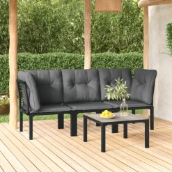 vidaXL - Loungeset - Zwart - Poly rattan