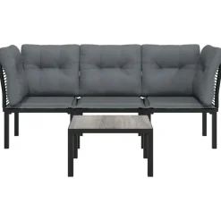 vidaXL - Loungeset - Zwart - Poly rattan