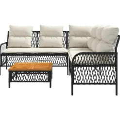 vidaXL - Loungeset - Zwart - Poly rattan