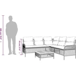 vidaXL - Loungeset - Zwart - Poly rattan