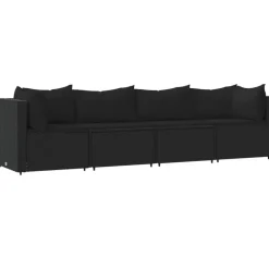 vidaXL - Loungeset - Zwart - Poly rattan