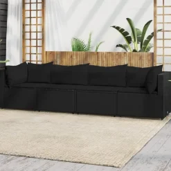 vidaXL - Loungeset - Zwart - Poly rattan