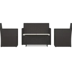 vidaXL - Loungeset - Zwart - Poly rattan