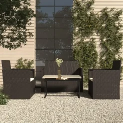 vidaXL - Loungeset - Zwart - Poly rattan