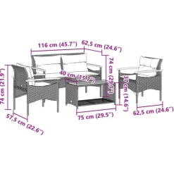 vidaXL - Loungeset - Zwart - Poly rattan