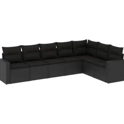 vidaXL - Loungeset - Zwart - Poly rattan - 7 stuks