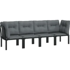 vidaXL - Loungeset - Zwart - Poly rattan