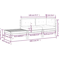 vidaXL - Loungeset - Zwart - Grenenhout