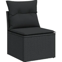 vidaXL - Loungeset - Zwart - Poly rattan - 13 stuks - Met kussens