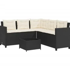 vidaXL - loungeset - Zwart - Poly rattan