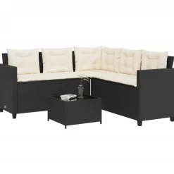 vidaXL - loungeset - Zwart - Poly rattan