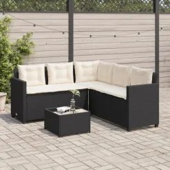 vidaXL - loungeset - Zwart - Poly rattan