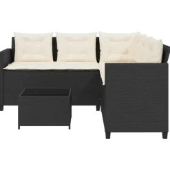 vidaXL - loungeset - Zwart - Poly rattan