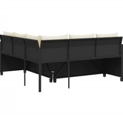 vidaXL - loungeset - Zwart - Poly rattan