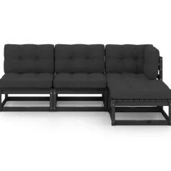 vidaXL - Loungeset - Zwart - Grenenhout