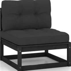 vidaXL - Loungeset - Zwart - Grenenhout