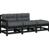 vidaXL - Loungeset - Zwart - Hout - 3 stuks - Met kussens
