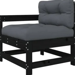 vidaXL - Loungeset - Zwart - Hout - 3 stuks - Met kussens